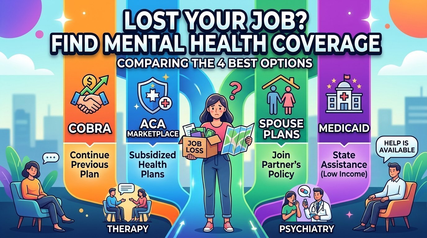 Mental Health Coverage After Job Loss: Comparing COBRA, ACA Marketplace, Spouse Plans, and Medicaid for Therapy and Psychiatry