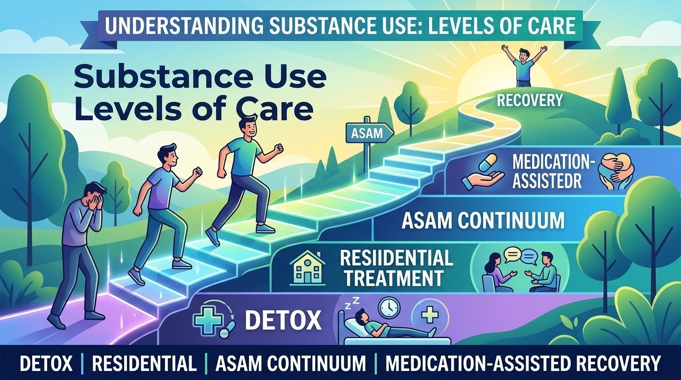 Substance Use Levels of Care: ASAM Continuum, Detox, Residential Treatment, and Medication-Assisted Recovery