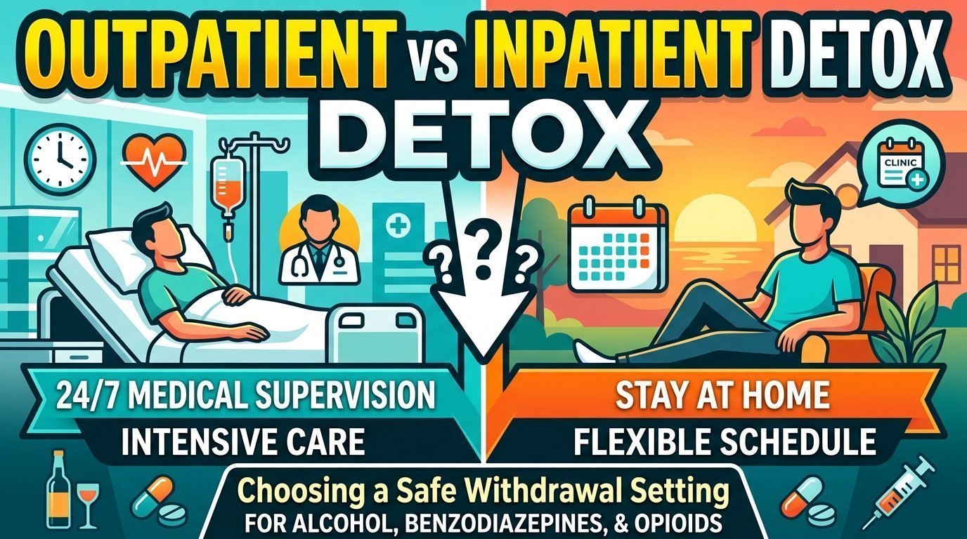 Outpatient vs Inpatient Detox: Choosing a Safe Withdrawal Setting for Alcohol, Benzodiazepines, and Opioids