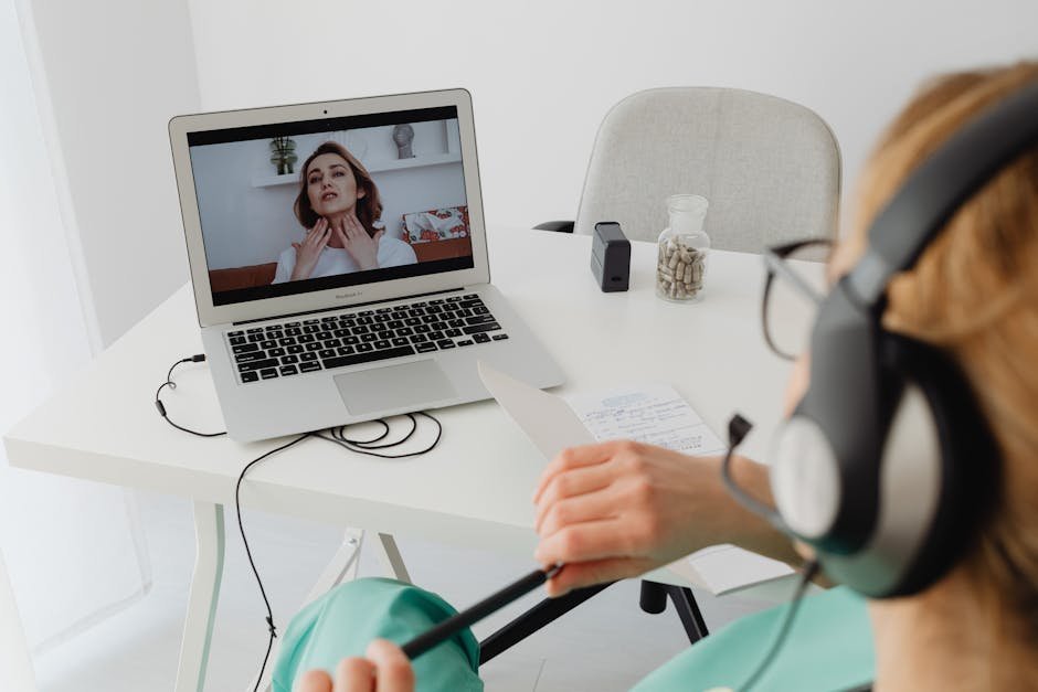 Same-day telehealth psychiatric visit on a laptop