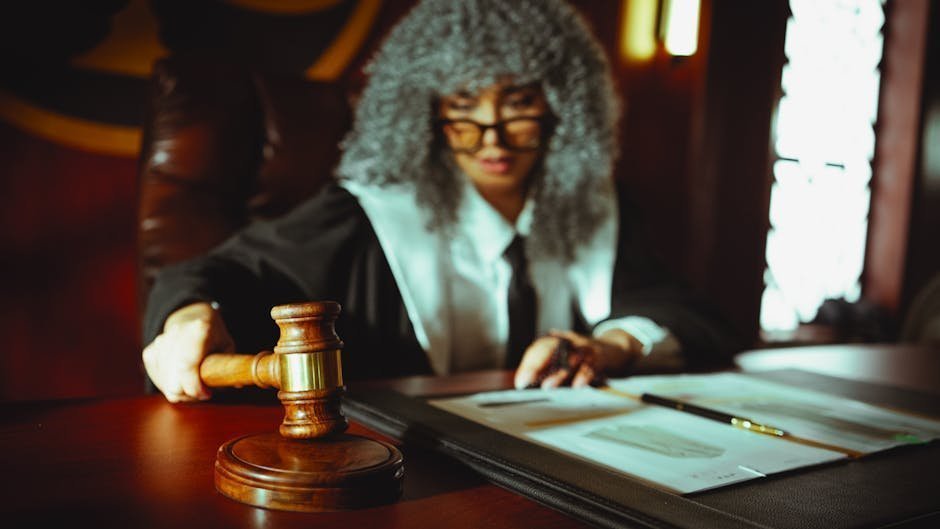 Courtroom witness stand and judge bench during expert testimony hearing