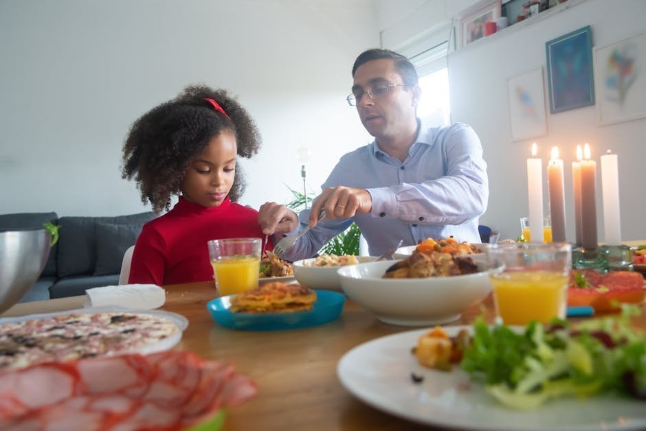 Family at dinner table navigating mixed religious beliefs after deconstruction