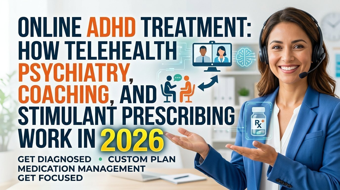 Online ADHD Treatment: How Telehealth Psychiatry, Coaching, and Stimulant Prescribing Work in 2026